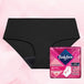 Good Day Bundle: Black period underwear with a pink package of pads, offering 12-hour protection and fast absorption for moderate to heavy flows.