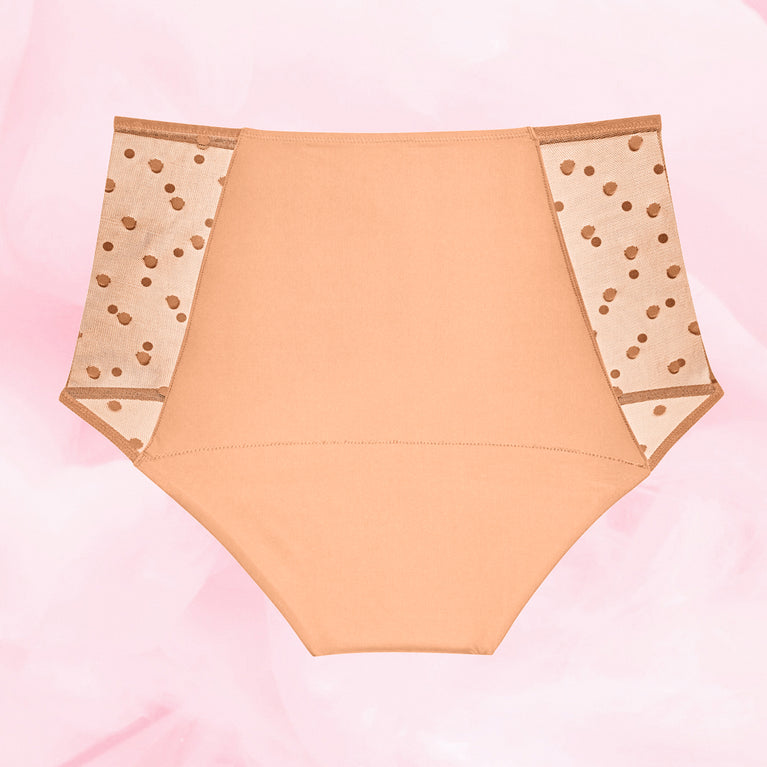 Sensual Lace Highwaist Dots Heavy Apricot Crush Back apricot