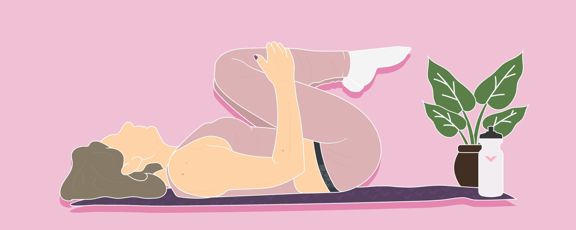 A perimenopausal person wearing sportswear practicing yoga.