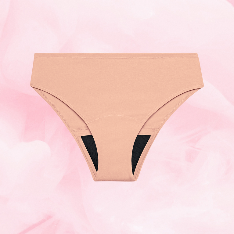 Close-up of ComfortFit Essentials Brazilian Heavy period pants, showcasing the slimline edges and gusset designed for a snug fit and reliable 12-hour protection.