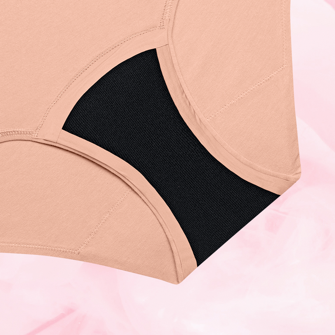 ComfortFit Essentials Hipster Moderate period pants close-up showcasing fabric texture and slimline edges, emphasizing discreet, reliable protection and tailored fit for comfort and confidence.