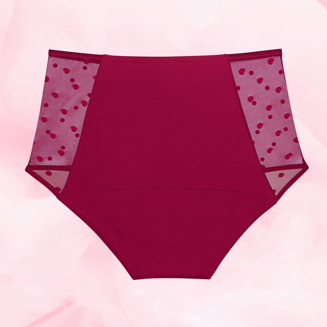 Highwaist Dots Heavy Burgundy Back burgundy