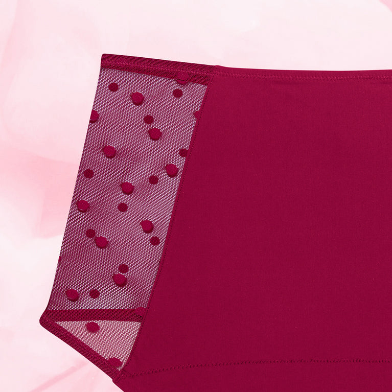 Highwaist Dots Heavy Burgundy Back crop burgundy