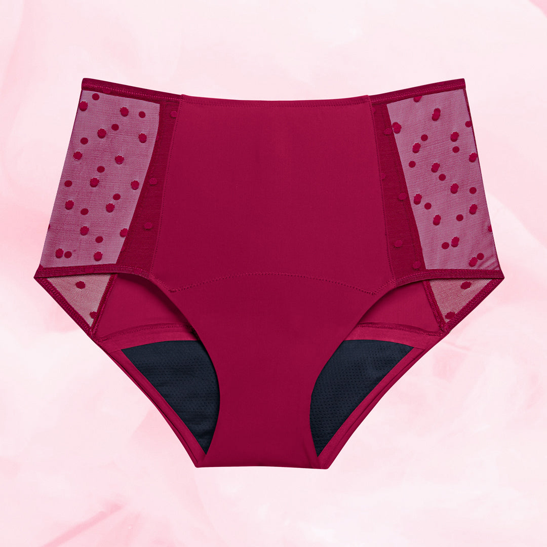 Highwaist Dots Heavy Burgundy Front burgundy