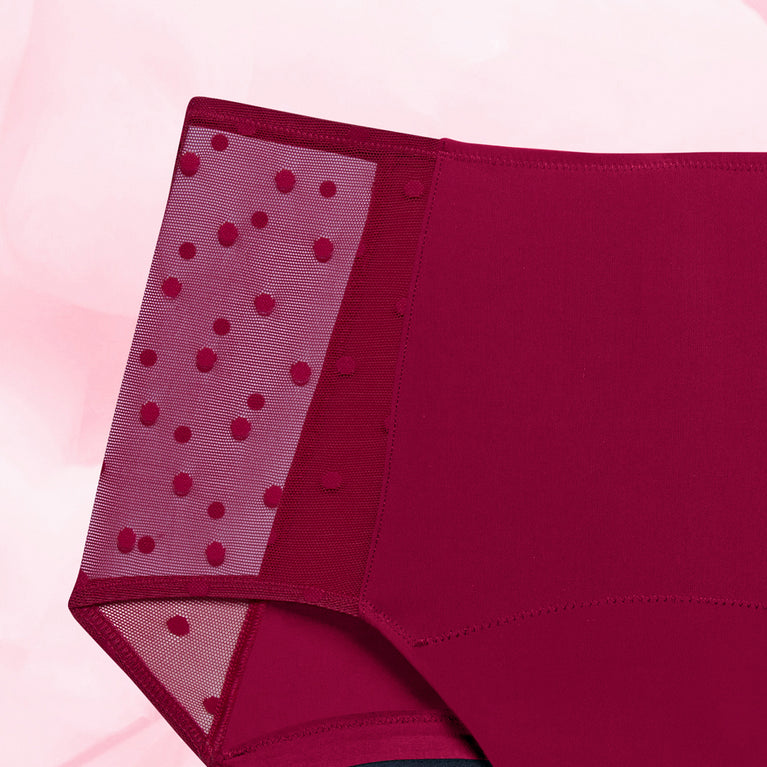 Highwaist Dots Heavy Burgundy Front