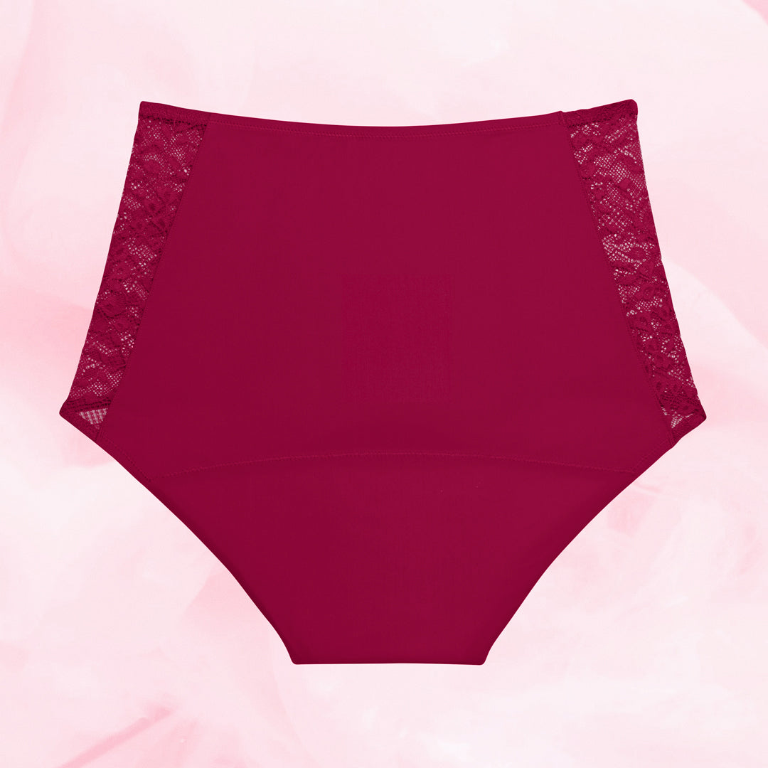 Highwaist Floral Heavy Burgundy Back burgundy