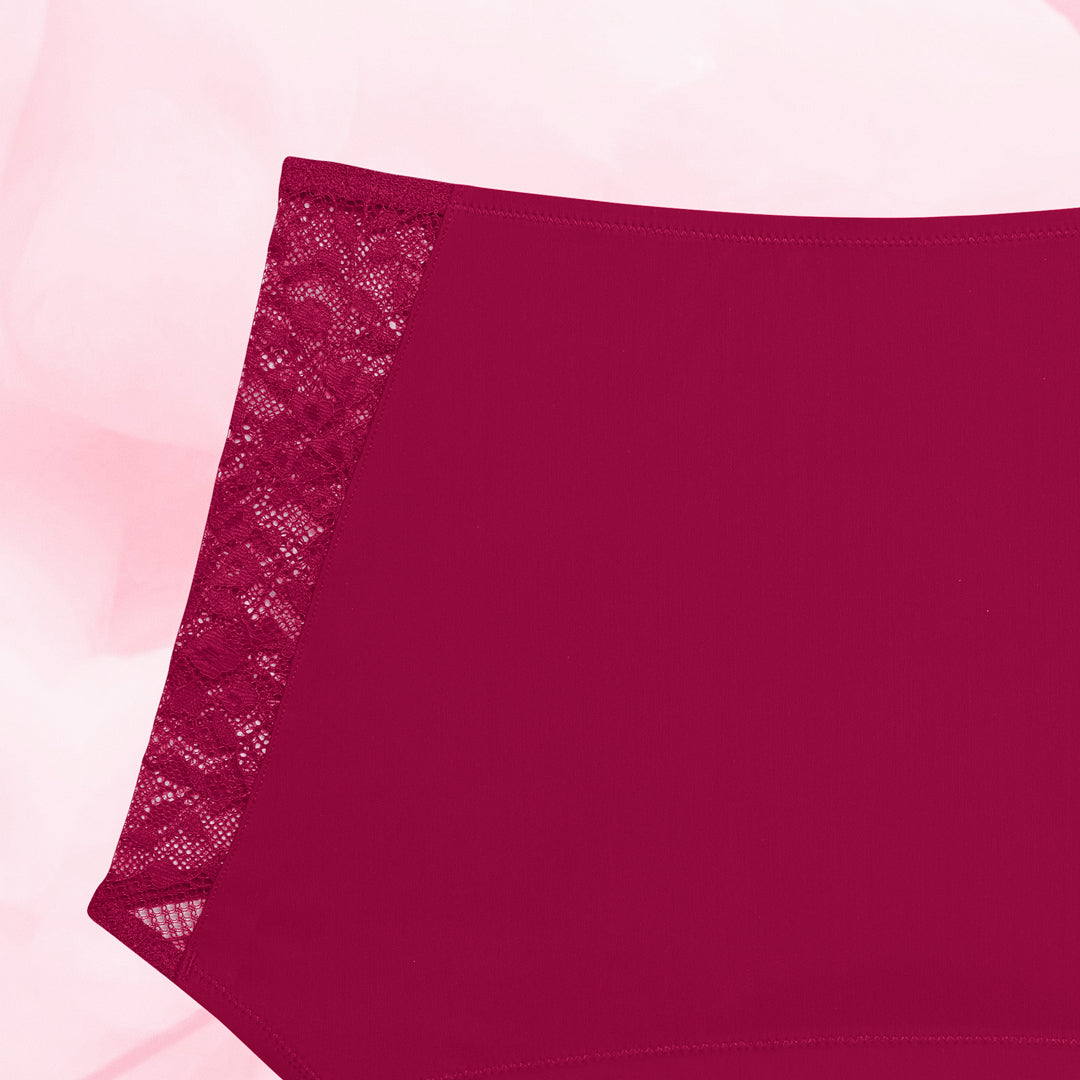 Highwaist Floral Moderate Burgundy Back