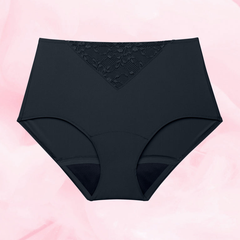 Highwaist V-Lace Multifluid Black Front White black