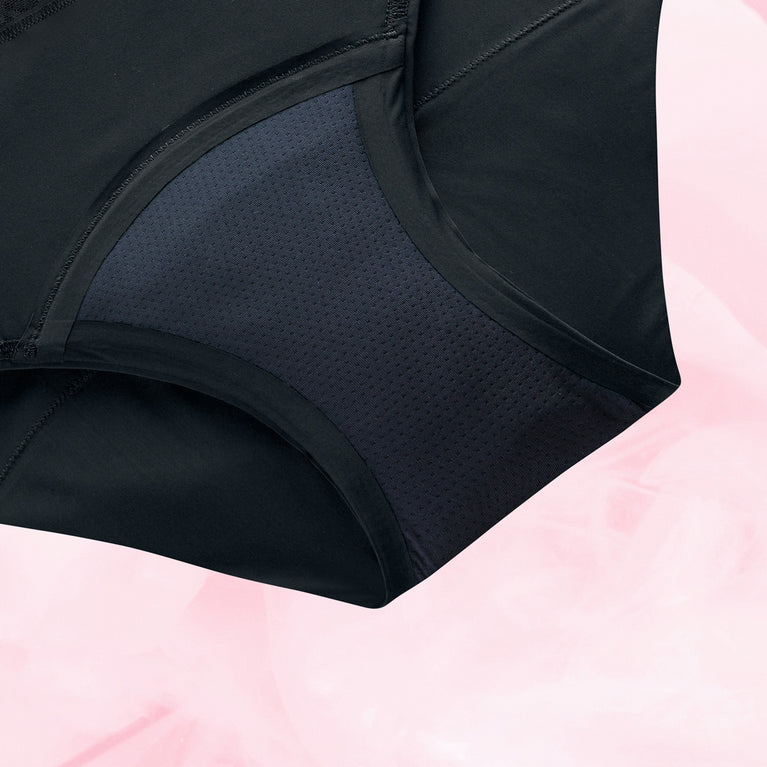 Hipster Heavy Lace Waistband Black Gusset Front
