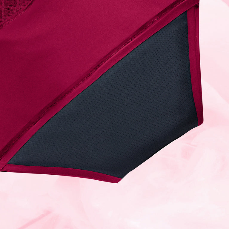 Hipster Heavy Lace Waistband Burgundy Gusset Back