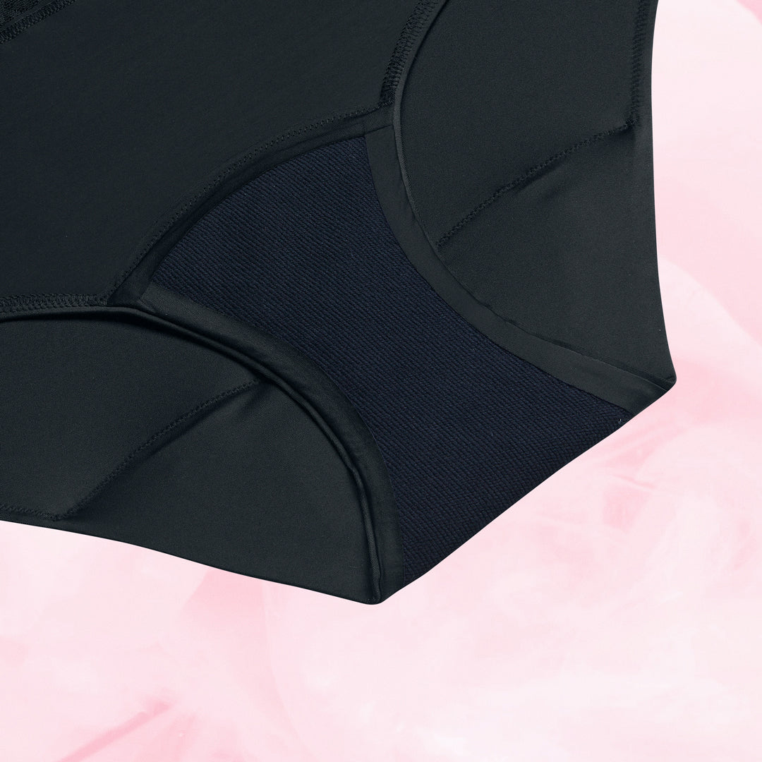Hipster Moderate Lace Waistband Black Gusset Front