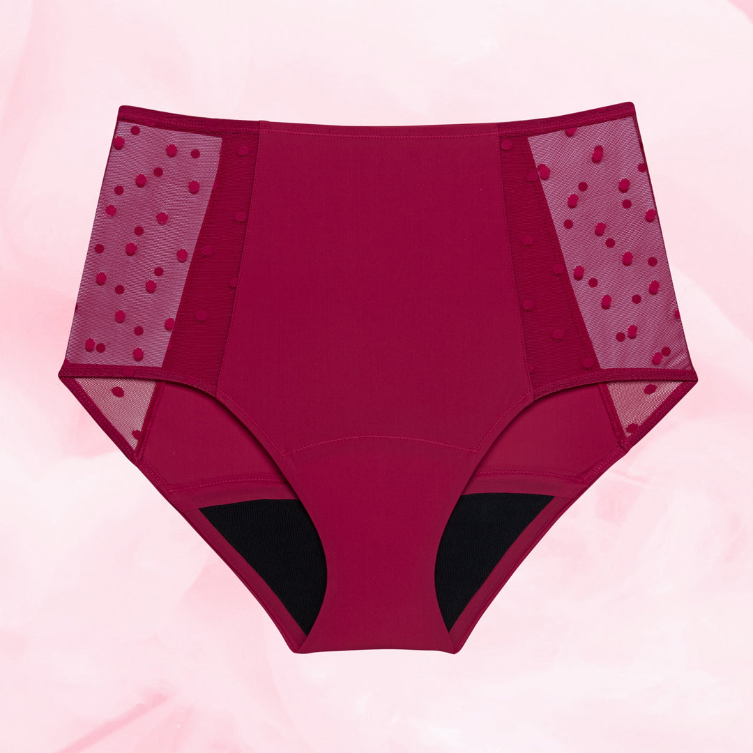 Lush Highwaist Dots Moderate Burgundy Front burgundy