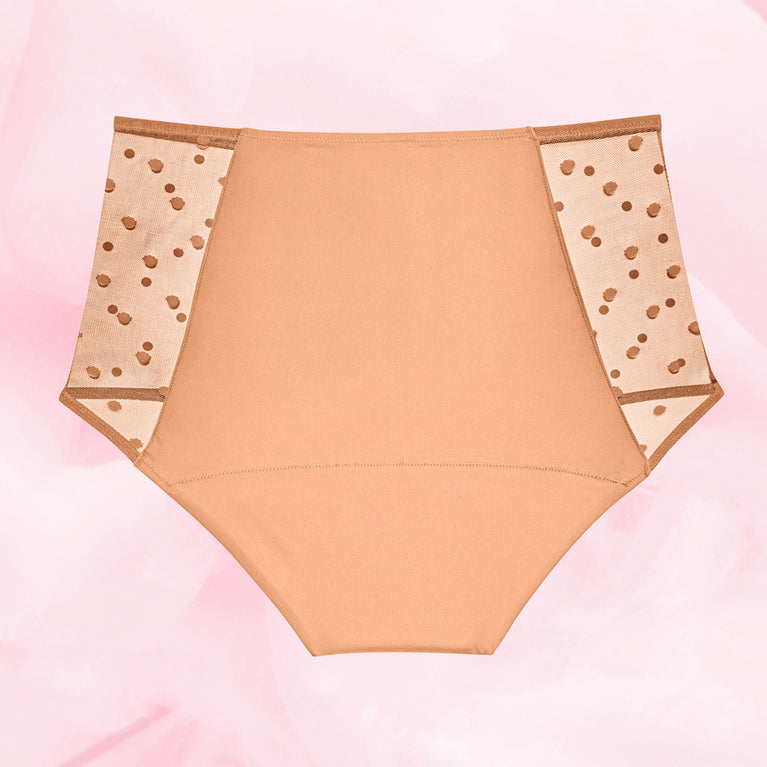 Sensual Lace Highwaist Dots Moderate Apricot Crush Back apricot