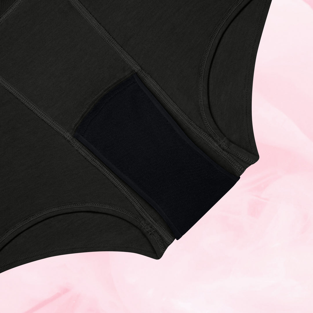 Teens Boxer Heavy period underwear, three pairs, absorbent panel shown.