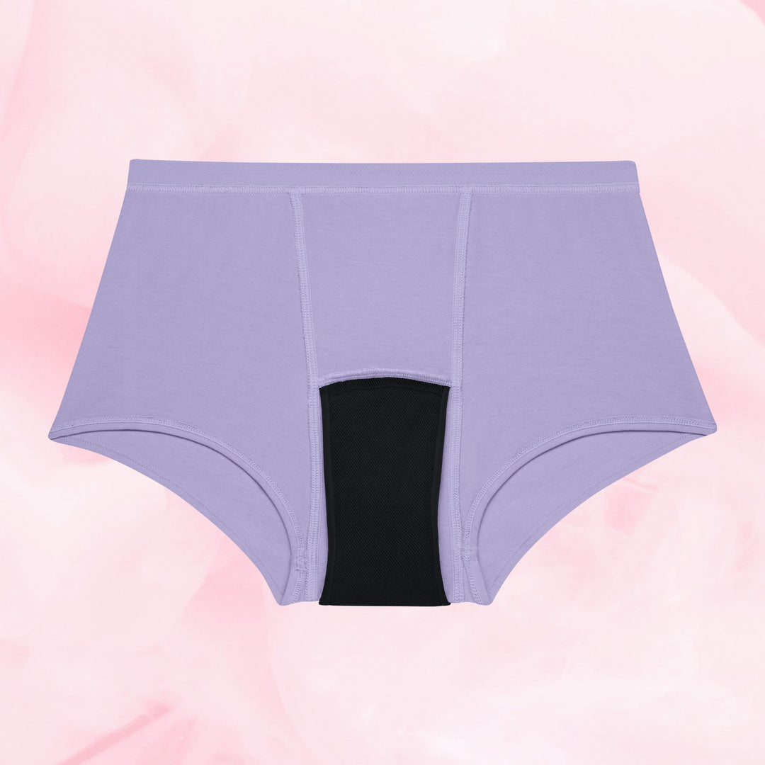 Teens Boxer Heavy leak-resistant high-waisted underwear with absorbent gusset.