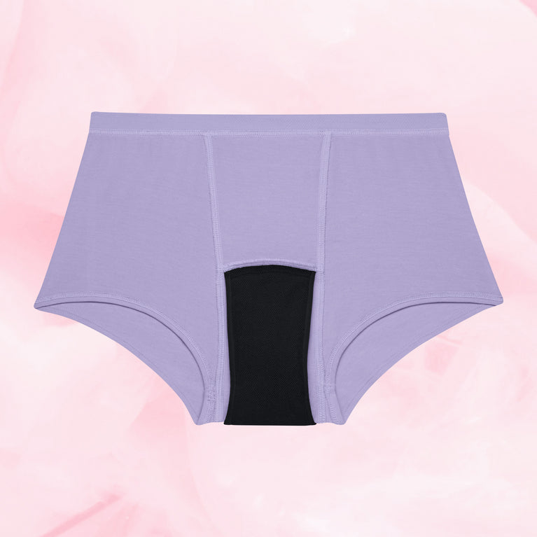 Teens Boxer Heavy leak-resistant high-waisted underwear with absorbent gusset.