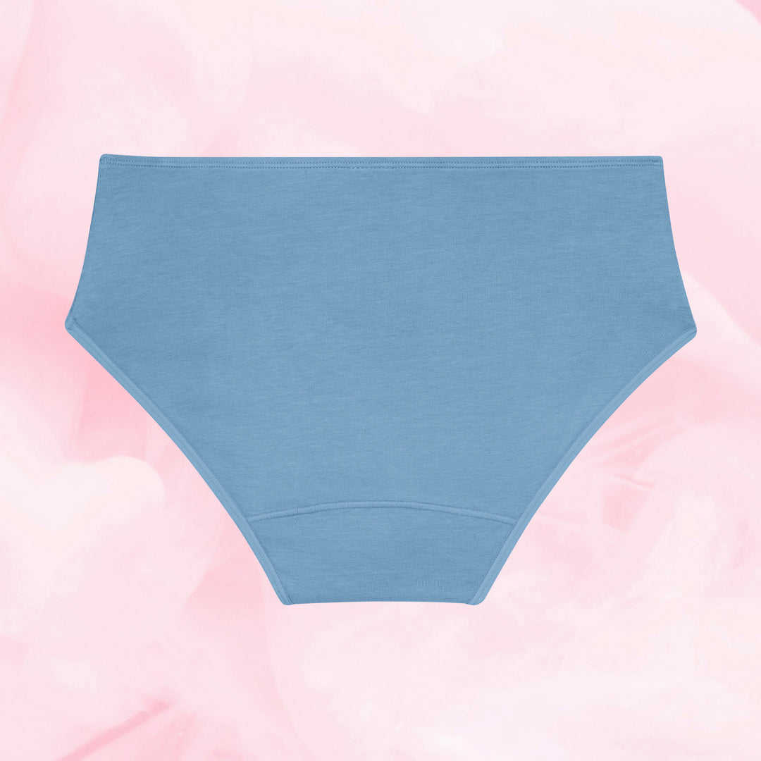 Teens Hipster Moderate high-waisted women's briefs laid flat.