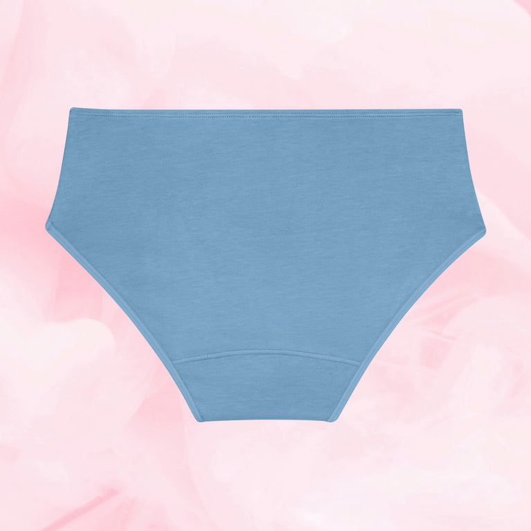Teens Hipster Moderate high-waisted women's briefs laid flat.