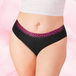 ComfortFit High Leg Moderate period pants with “BLOODY LOVELY” waistband.