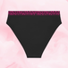 ComfortFit High Leg Heavy period panties with magenta waistband detailing.