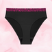 ComfortFit High Leg Moderate briefs with BLOODY LOVELY waistband.