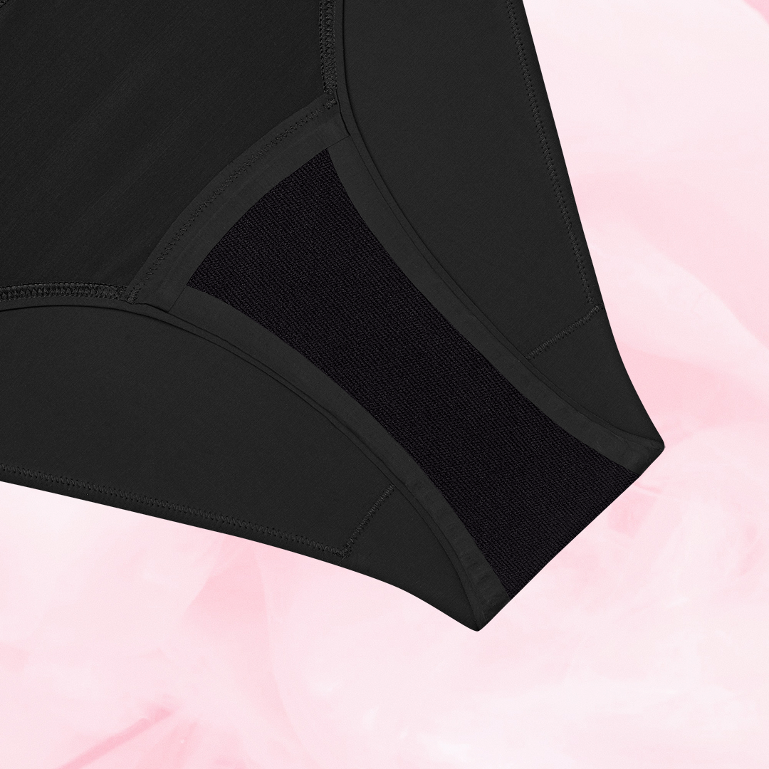 ComfortFit High Leg Moderate briefs showcasing gusset stitching and fabric detail.